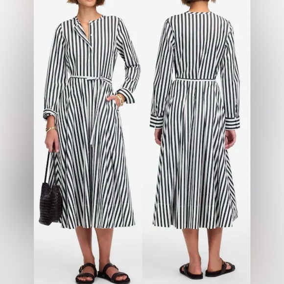 madewell green stripe dress Madewell Womens Gathered Pull On Midi Skirt Sz XL Palm Green Stripe Tw –  Modest Resell main image 1